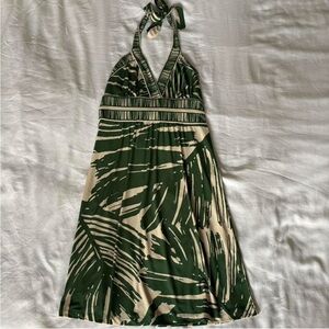 Tropical Green Halter Mini Dress